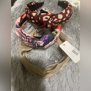 Elegant Women's Headband Trio - Burgundy, Pink, Gold